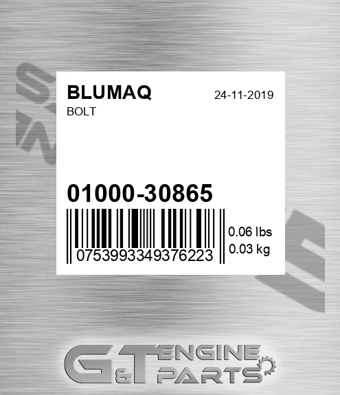 01000-30865 Bolt for BLUMAQ