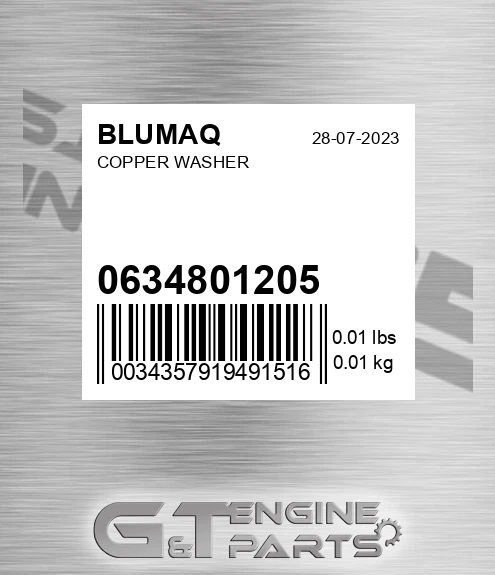 0634801205 Copper Washer