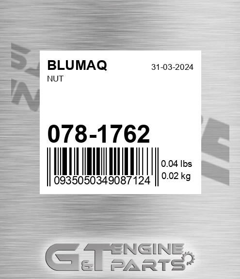 078-1762 Nut for BLUMAQ