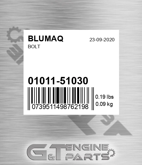 01011-51030 Bolt for BLUMAQ