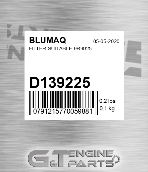 D139225 BLUMAQ Filter Suitable 9r9925