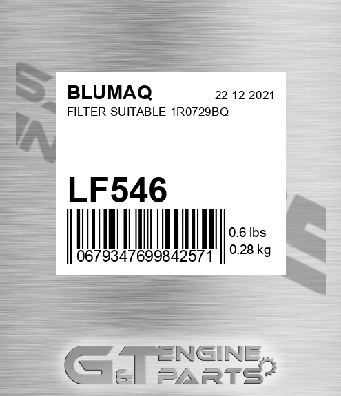 LF546 BLUMAQ Filter Suitable 1r0729bq