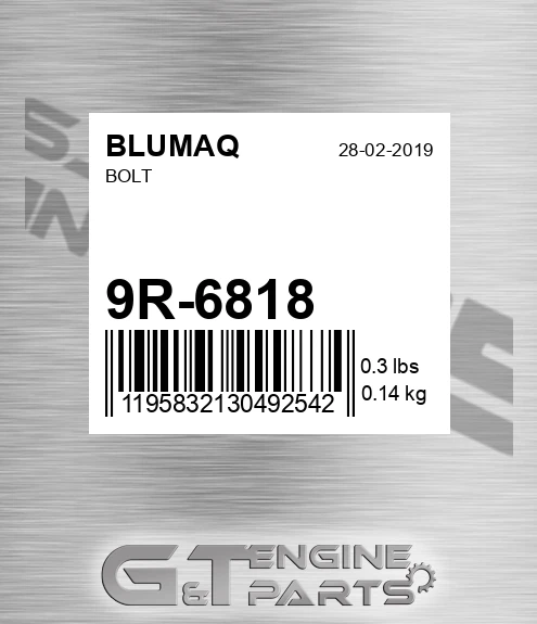 9R-6818 Bolt for BLUMAQ