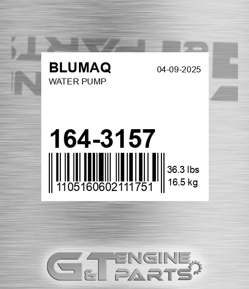 164-3157 Water Pump for BLUMAQ