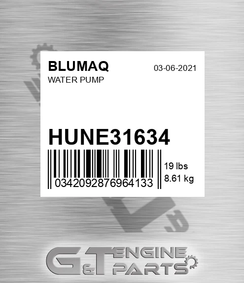 HUNE31634 Water Pump for BLUMAQ