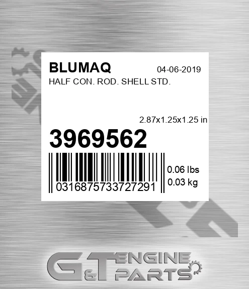 3969562 BLUMAQ Half Con. Rod. Shell Std.