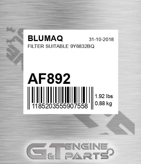 AF892 Filter Suitable 9y6832bq
