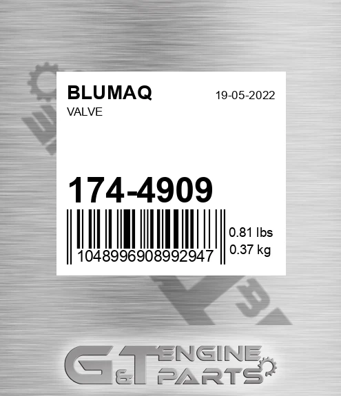 174-4909 Valve for BLUMAQ