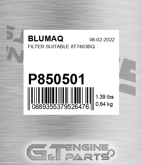 P850501 Filter Suitable 8t7463bq