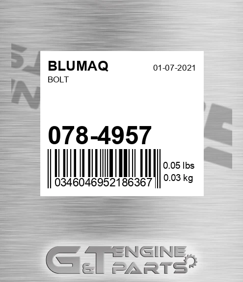 078-4957 Bolt for BLUMAQ