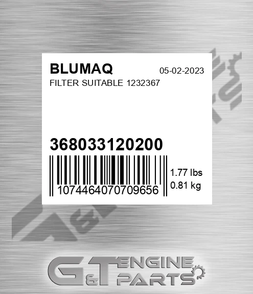 368033120200 Filter Suitable 1232367 for BLUMAQ