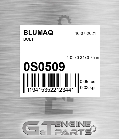 0S-0509 Bolt for BLUMAQ
