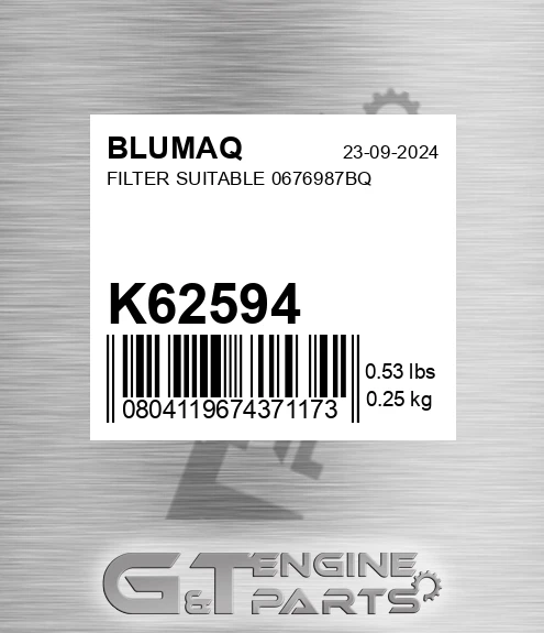 K62594 Filter Suitable 0676987bq