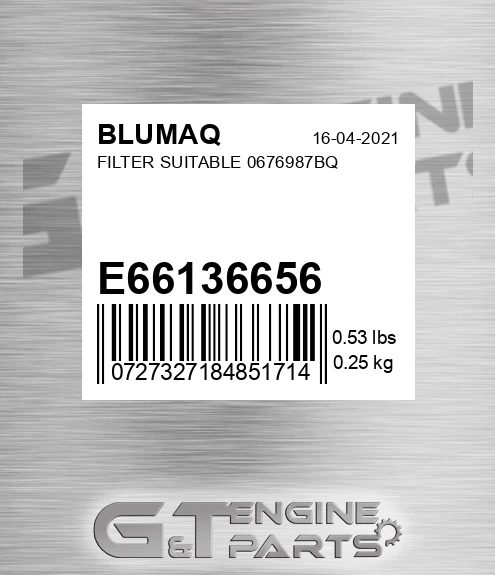 E66136656 Filter Suitable 0676987bq