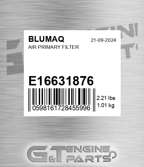 E16631876 BLUMAQ Air Primary Filter