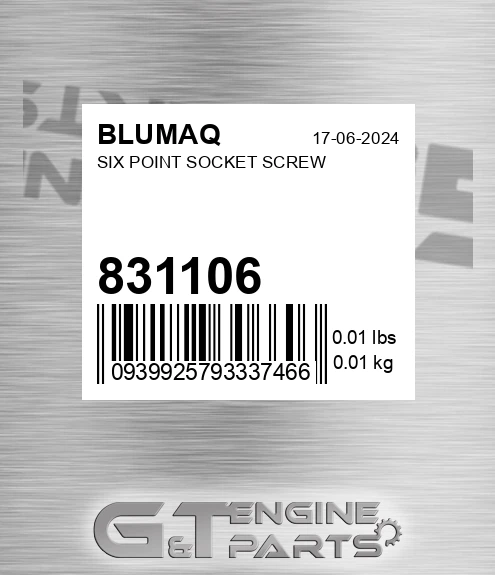 831106 Six Point Socket Screw