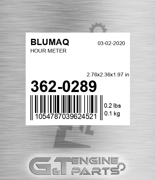 362-0289 Hour Meter for BLUMAQ