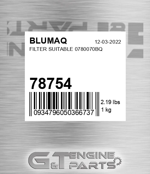 78754 BLUMAQ Filter Suitable 0780070bq