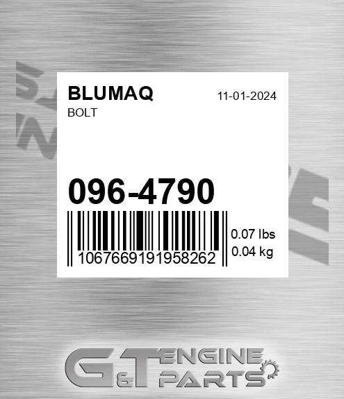 096-4790 Bolt for BLUMAQ