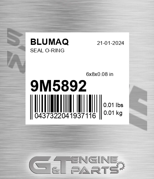 9M-5892 Seal O-ring for BLUMAQ