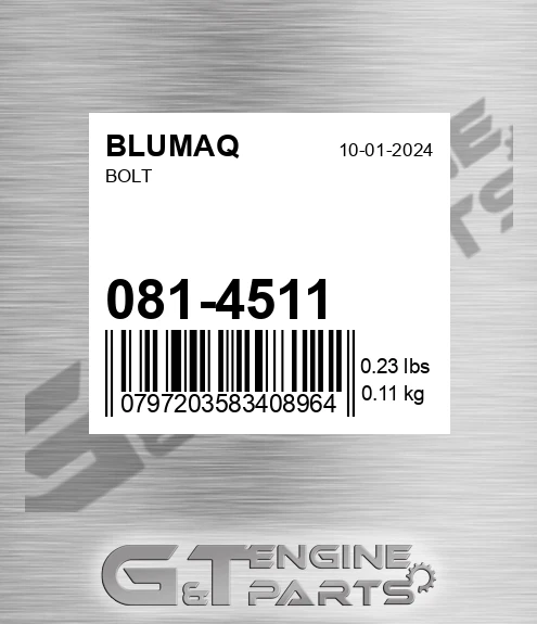 081-4511 Bolt for BLUMAQ