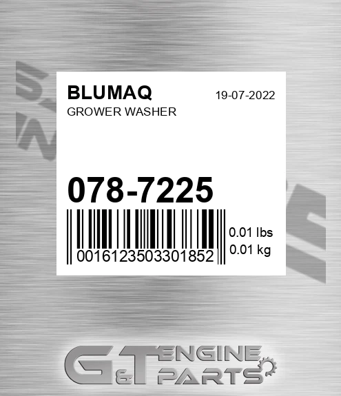 078-7225 Grower Washer for BLUMAQ