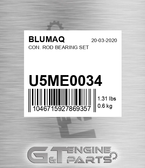 U5ME0034 Con. Rod Bearing Set for BLUMAQ