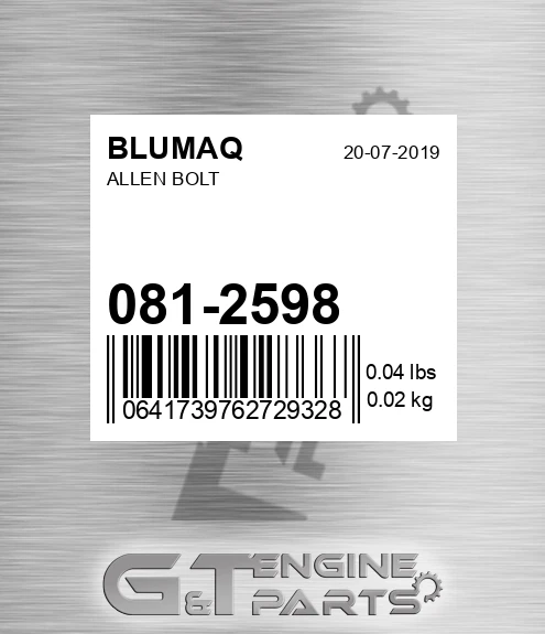 081-2598 Allen Bolt for BLUMAQ