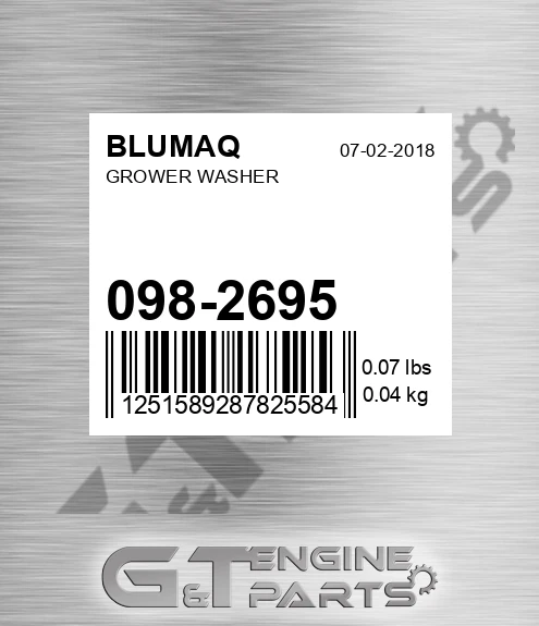 098-2695 Grower Washer for BLUMAQ