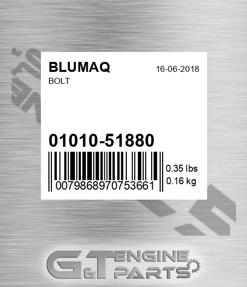 01010-51880 Bolt for BLUMAQ
