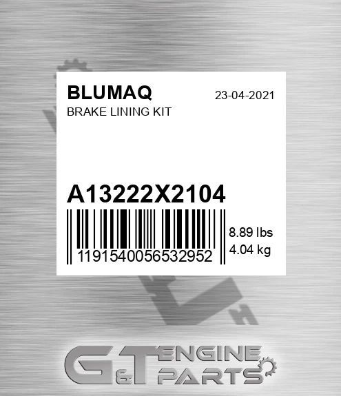A13222X2104 Brake Lining Kit for BLUMAQ