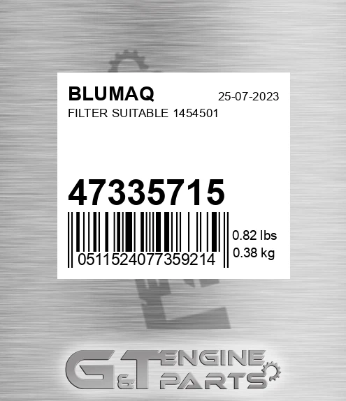 47335715 BLUMAQ Filter Suitable 1454501