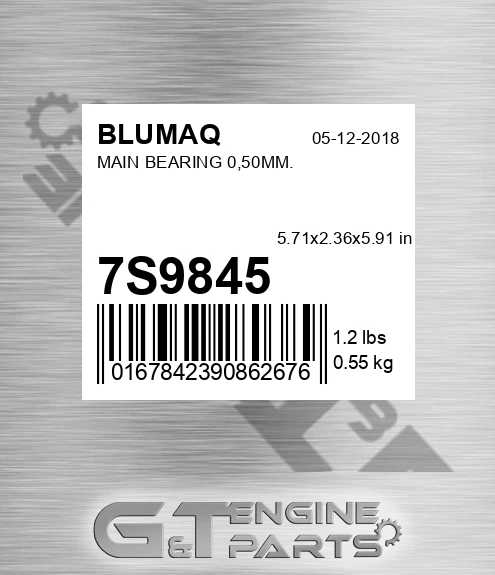 7S-9845 Main Bearing 0,50mm. for BLUMAQ