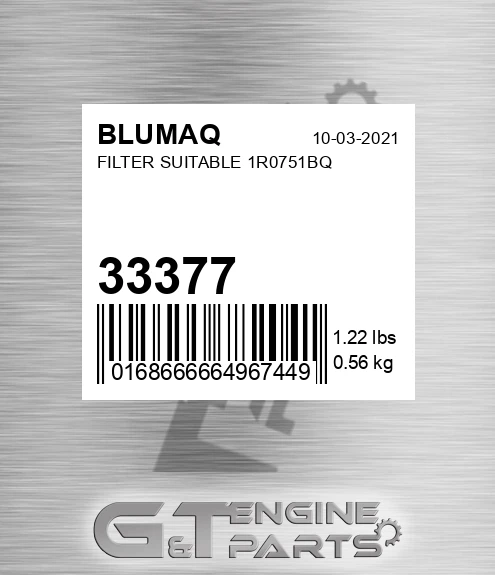 33377 Filter Suitable 1r0751bq for BLUMAQ