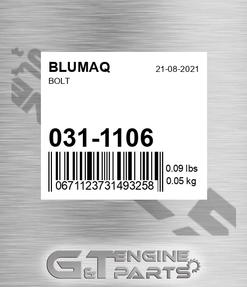 031-1106 Bolt for BLUMAQ