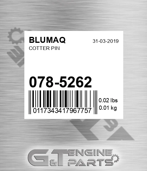 078-5262 Cotter Pin for BLUMAQ