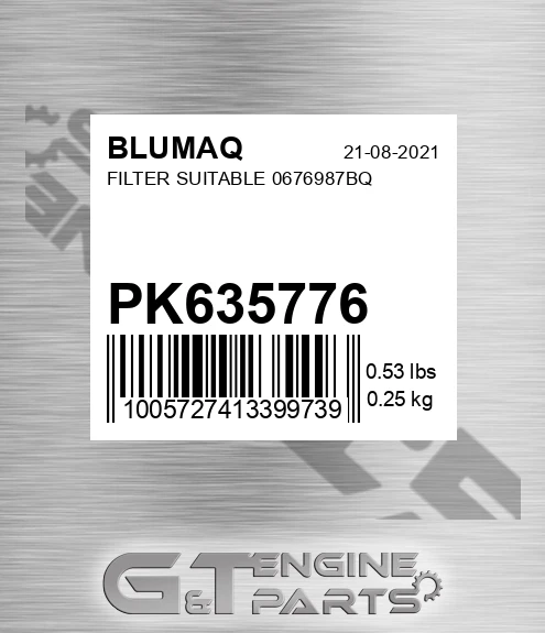 PK635776 Filter Suitable 0676987bq for BLUMAQ