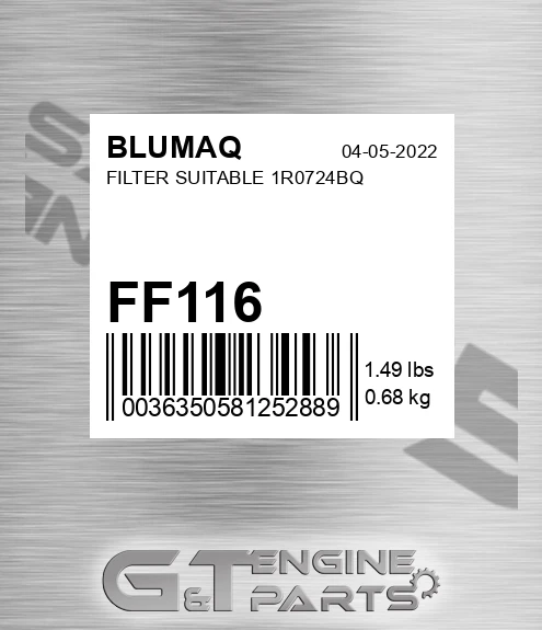 FF116 BLUMAQ Filter Suitable 1r0724bq
