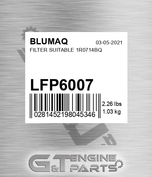 LFP6007 BLUMAQ Filter Suitable 1r0714bq