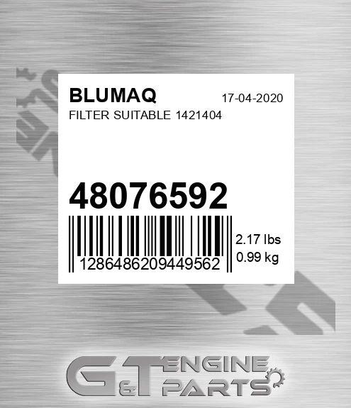 48076592 BLUMAQ Filter Suitable 1421404