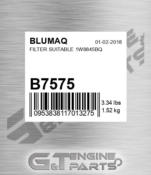 B7575 Filter Suitable 1w8845bq for BLUMAQ