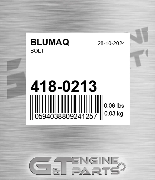 418-0213 Bolt for BLUMAQ