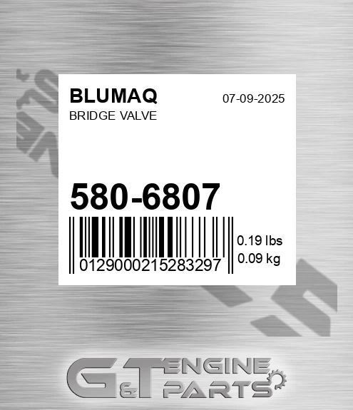 580-6807 Bridge Valve for BLUMAQ