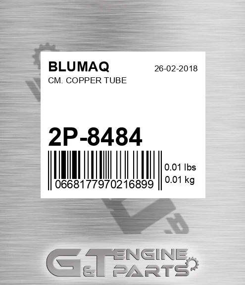 2P-8484 Cm. Copper Tube for BLUMAQ
