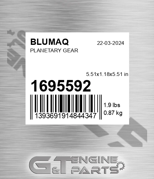 169-5592 Planetary Gear for BLUMAQ