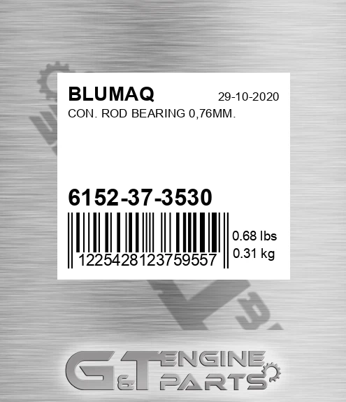6152-37-3530 Con. Rod Bearing 0,76mm. for BLUMAQ