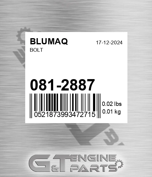 081-2887 Bolt for BLUMAQ