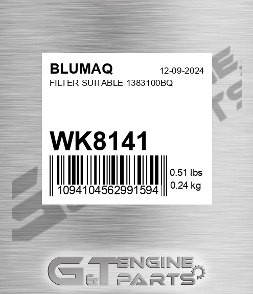 WK8141 Filter Suitable 1383100bq for BLUMAQ