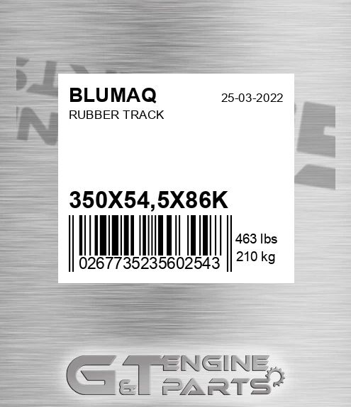 350X54.5X86K Rubber Track