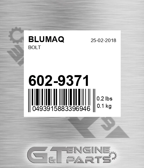 602-9371 Bolt for BLUMAQ